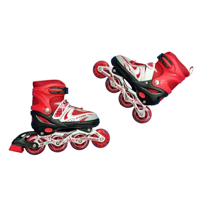 Роликовые коньки EACHkids, красный-черный-белый, размер 39-42