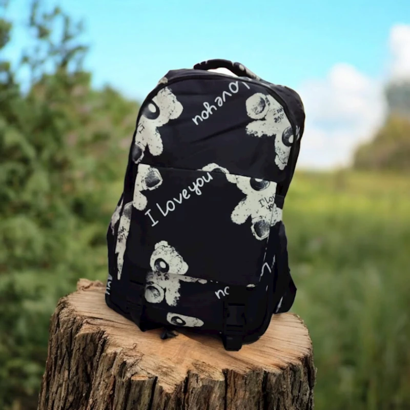 Məktəbli bel çantası UU-SS-026, poliester, qara, 30x35 sm