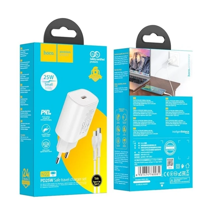 Зарядное устройство Hoco N22 Jetta Type C Power Delivery PD 25W White