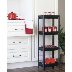 Этажерка 36×23×100 см, черный, пластик Этажерка 36×23×100 см, черный, пластик