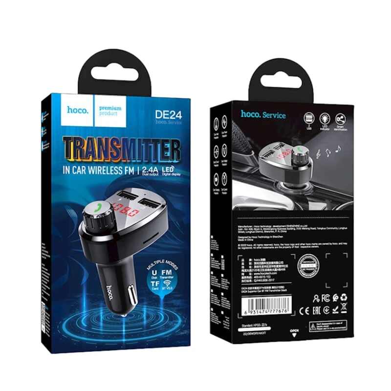 Avtomobil üçün FM transmitter Hoco DE24 Black