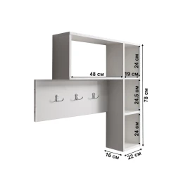 Вешалка с полками Letta Votan, 78x16х101 см, ЛДСП, белый Вешалка с полками Letta Votan, 78x16х101 см, ЛДСП, белый