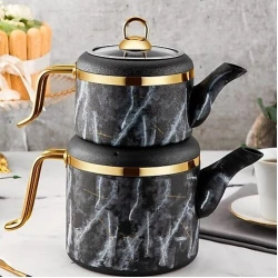 Çaydan dəsti Ozlife, qranit, qara, 1.3 + 2.1 l