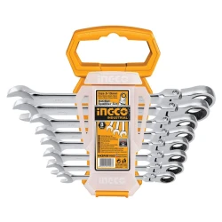 Набор ключей с трещоткой Ingco HKSPAR1083, 8 предметов, серебристый Набор ключей с трещоткой Ingco HKSPAR1083, 8 предметов, серебристый
