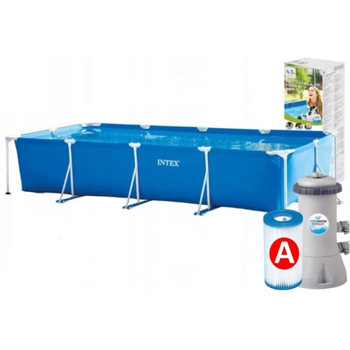 Бассейн каркасный Intex Rectangular Frame H28225588274NP, 450x220x84 см, 7127 л, синий Бассейн каркасный Intex Rectangular Frame H28225588274NP, 450x220x84 см, 7127 л, синий