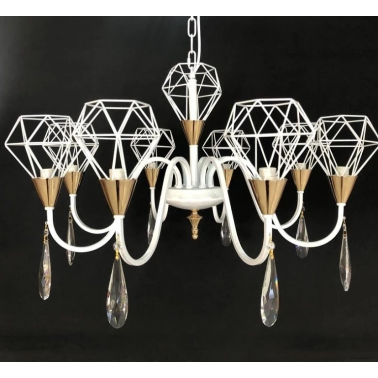 Люстра подвесная Şəms Aydınlatma 85020-6, 6x16W, белая/золотистая, размер 70x60 - 8129-6 WT