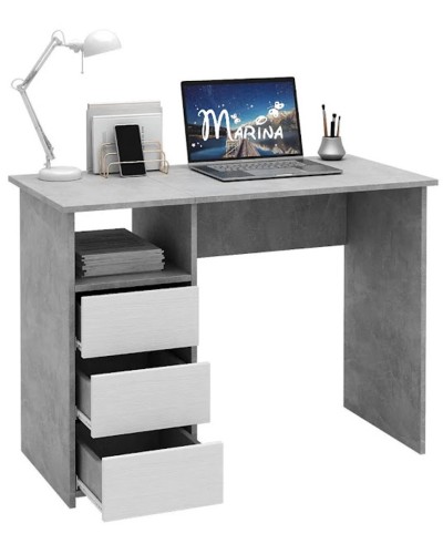 Kompüter masası Marina 3563_M25Stol3PlokiOtkritiyBetmix, LDSP, 75x52x104 sm, boz/ağ