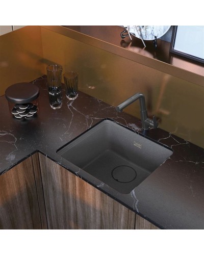 Mətbəx çanağı Deante Momi ZKMA10A, qranit, ağ, 45x50 sm