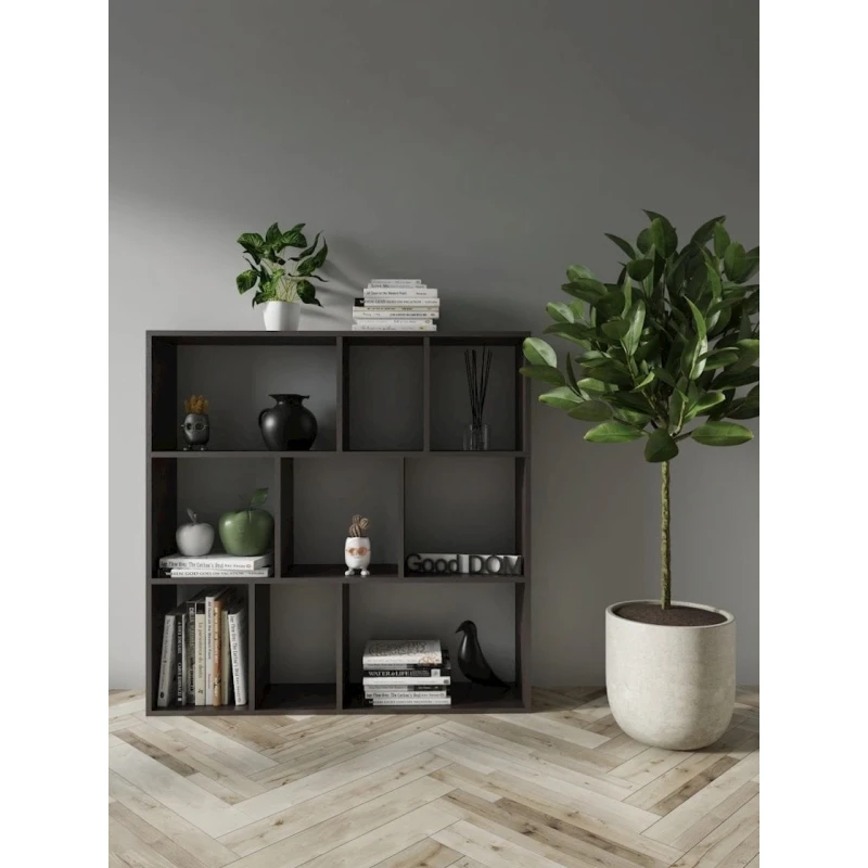 Стеллаж 3563_StellajBooKubVenge, 110x110x24 см, ЛДСП, коричневый Стеллаж 3563_StellajBooKubVenge, 110x110x24 см, ЛДСП, коричневый