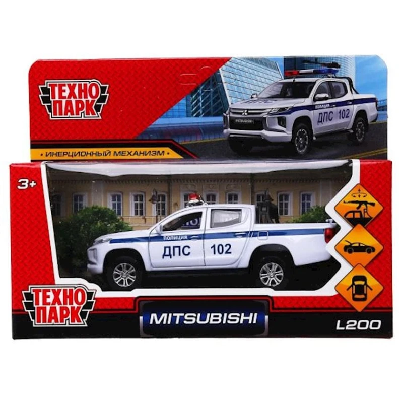Машинка Технопарк Mitsubishi L200 Police 13 см, пластик/металл, белый