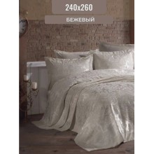 Yataq örtüyü və yastıq üzü dəsti Gardines, örtük 240x260 sm, yastıq üzü 50x70 sm 2 ədəd, ikinəfərlik, poliester, bej - RB_210967_007