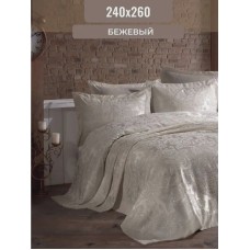 Yataq örtüyü və yastıq üzü dəsti Gardines, örtük 240x260 sm, yastıq üzü 50x70 sm 2 ədəd, ikinəfərlik, poliester, bej - RB_210967_007