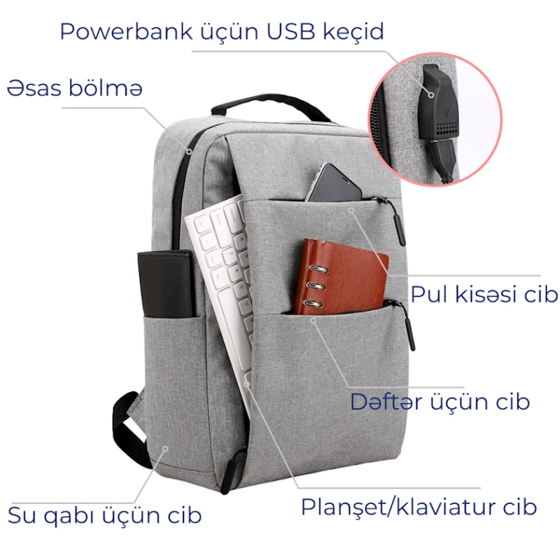 Bel çantası noutbuk üçün ss297 Grey