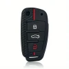 Açar qabı avtomobil açarları üçün Audi Q7 üçün, 3 düyməli, silikon, qara/qırmızı