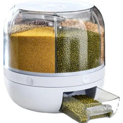 Органайзер для хранения сыпучих продуктов A7AQ, с 6 секциями, 10 кг, пластик, белый/прозрачный Органайзер для хранения сыпучих продуктов A7AQ, с 6 секциями, 10 кг, пластик, белый/прозрачный