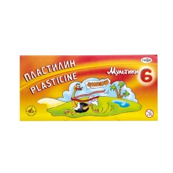 Пластилин Гамма Мультики, 6 шт, разноцветный, со стеком, картонная коробка, 120 г