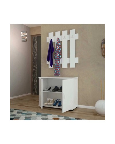 Ayaqqabı üçün tumba dəsti Ev Plus Fulya, LDSP, ağ, 70x127x32 sm