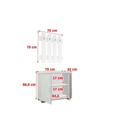 Комплект тумбы для обуви Ev Plus Fulya, ЛДСП, белый, 70x127x32 см