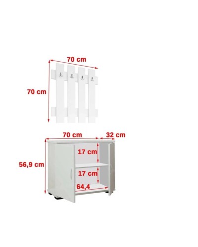 Ayaqqabı üçün tumba dəsti Ev Plus Fulya, LDSP, ağ, 70x127x32 sm