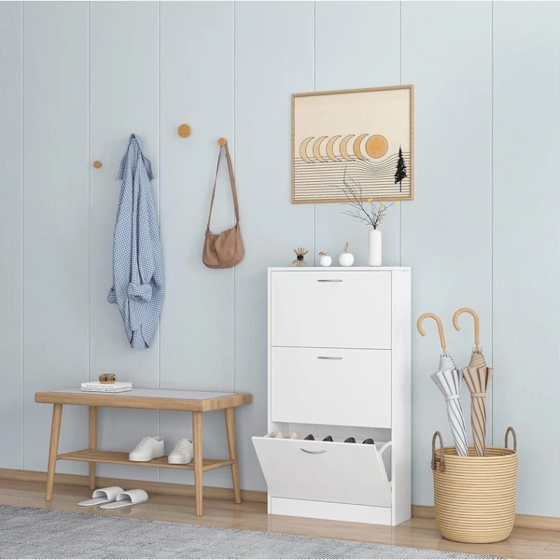 Тумба для обуви Art Mebel, ЛДСП, белая, 30х70х110 см