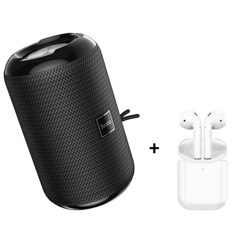 Портативная колонка Hoco HC1 Black + беспроводные наушники Hoco EW74 В подарок