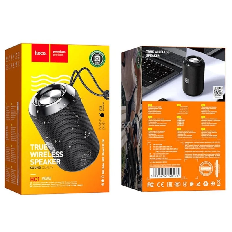 Портативная колонка Hoco HC1 Black + беспроводные наушники Hoco EW74 В подарок