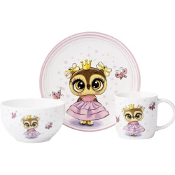 Набор детской посуды Ardesto Princess Owl AR3453OS, 3 предмета, фарфор, разноцветный Набор детской посуды Ardesto Princess Owl AR3453OS, 3 предмета, фарфор, разноцветный