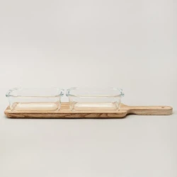 Менажница Lefard, дерево/стекло, прозрачная/коричневая, 370 мл