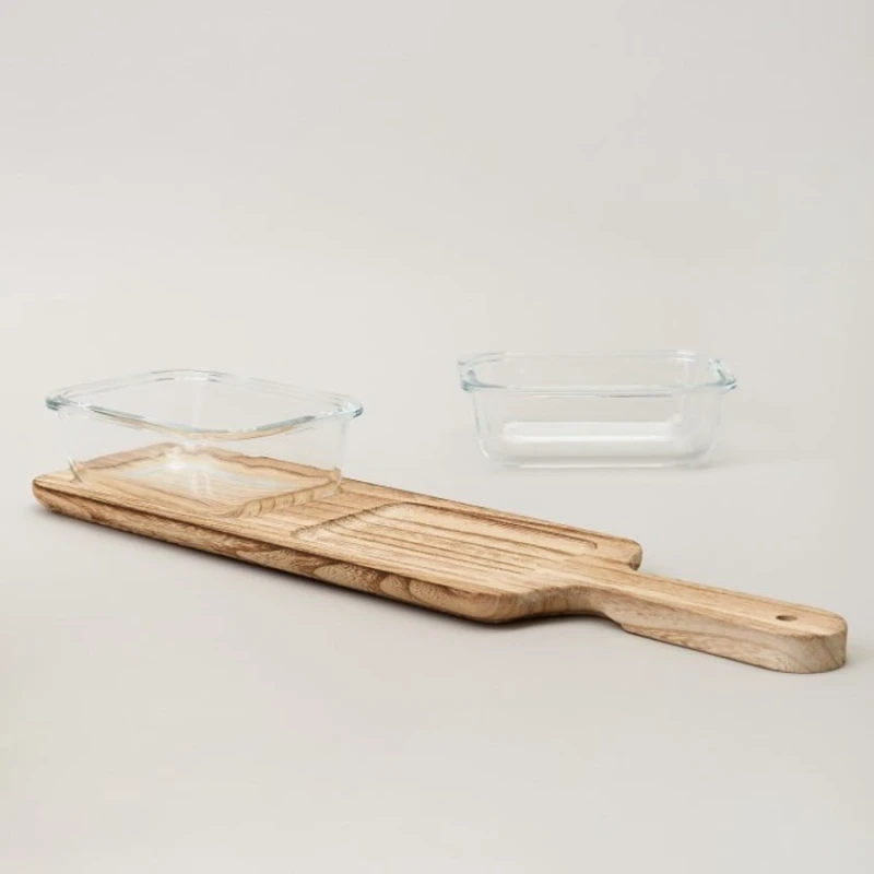 Менажница Lefard, дерево/стекло, прозрачная/коричневая, 370 мл