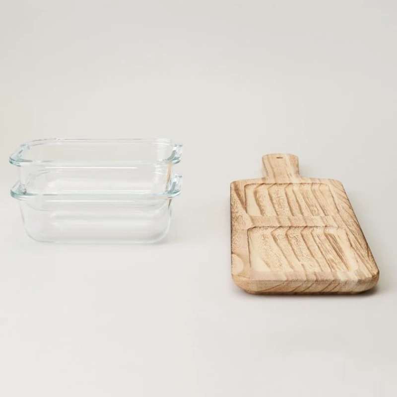 Менажница Lefard, дерево/стекло, прозрачная/коричневая, 370 мл