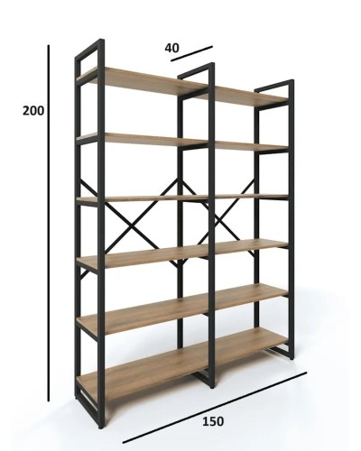 Stellaj 3563_LoftBruno6LongVotan, 150x40x200 sm, LDSP, qəhvəyi