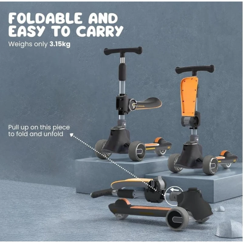 Самокат azr0016 складной, Bluetooth, лёгкий, 2-7 лет, чёрный Самокат azr0016 складной, Bluetooth, лёгкий, 2-7 лет, чёрный