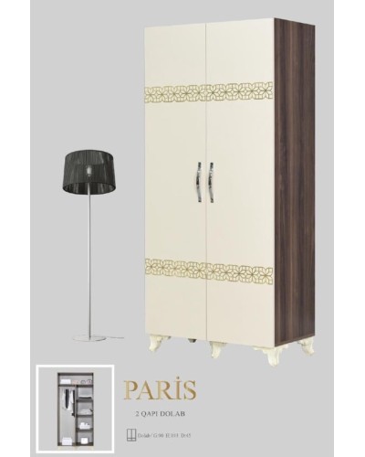Şkaf Paris, krem, laminat, 90x193x45 sm, yerli istehsal