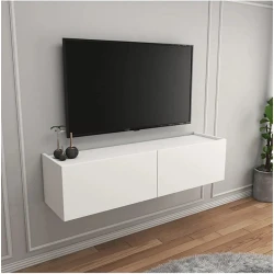 Тумба под ТВ ev_12116160, ламинат, белая, 160x35x37 см