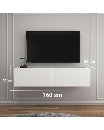 TV üçün tumba ev_12116160, laminat, ağ, 160x35x37 sm