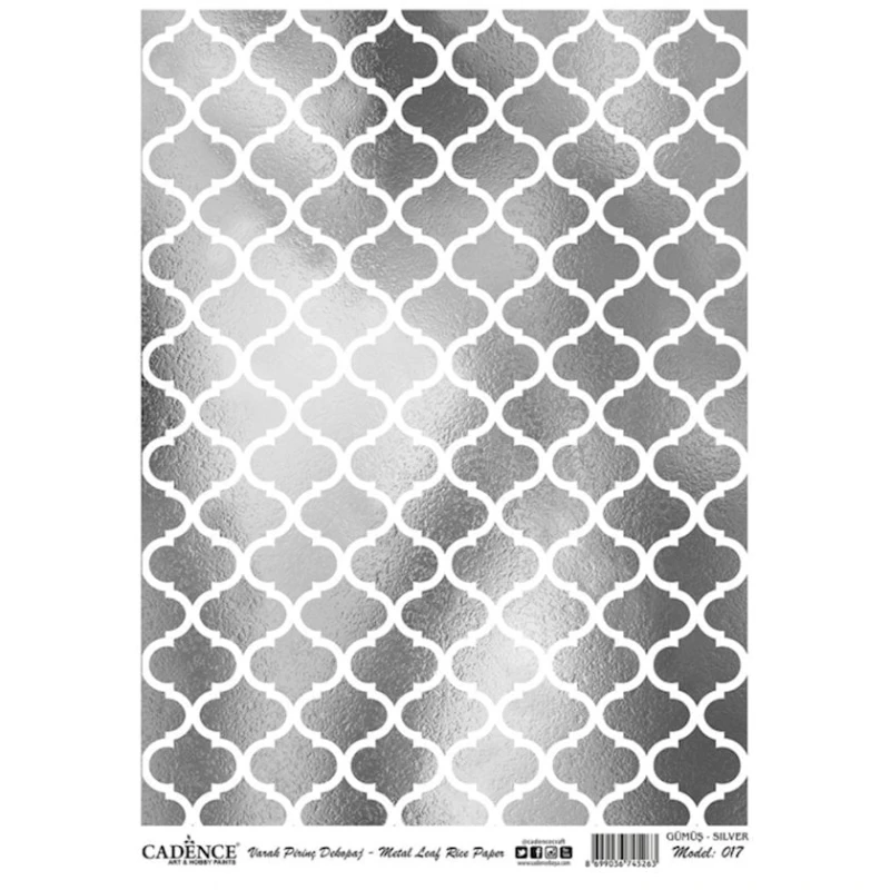 Рисовая бумага для декупажа Cadence Metal Leaf Rice Paper Silver 017 Рисовая бумага для декупажа Cadence Metal Leaf Rice Paper Silver 017