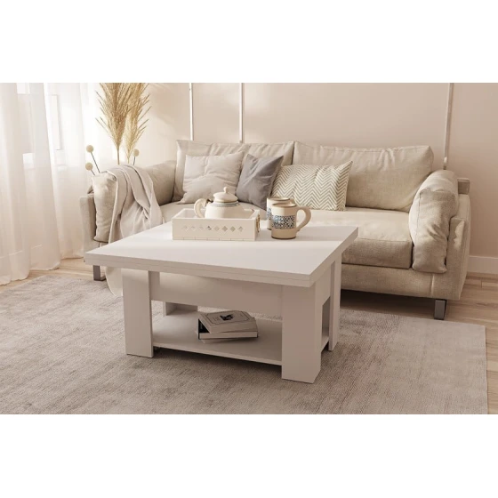 Jurnal masası Art_73, laminat, ağ, 45/75x80/160x80 sm