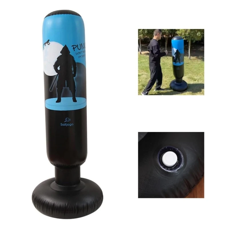 Боксерская груша, ПВХ, синяя, 150х57 см