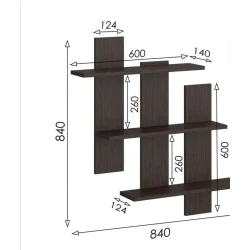 Полка настенная Art Mebel 73, ламинат, 84х84х13 см, коричневая Полка настенная Art Mebel 73, ламинат, 84х84х13 см, коричневая