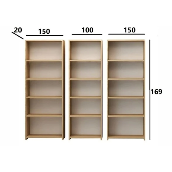 Stellaj Letta LDSP, taxta, 169x20x150 sm