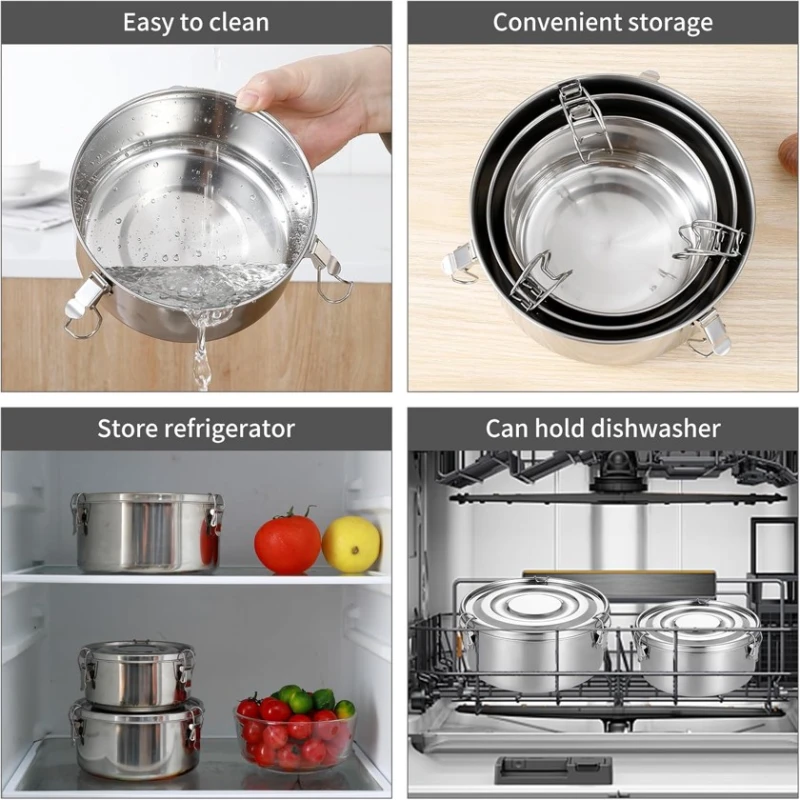 Saxlama konteyneri dəsti Ylarmy, paslanmayan polad, gümüşü, 3 əd