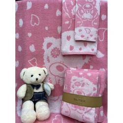 Набор полотенец детские Giltex Teddi, хлопок, 70x130/50x90/50x30 см, розовый, 3 шт