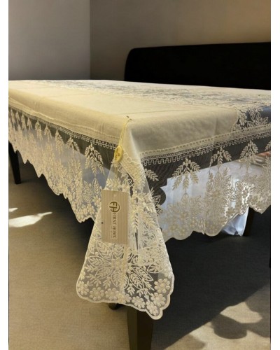 Süfrə NRl-00638, kətan, bej, 160x300 sm