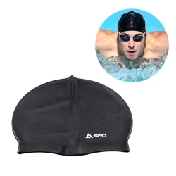 Шапочка для плавания, резина, черная, One size Шапочка для плавания, резина, черная, One size