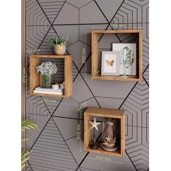 Набор настенных полок Art Mebel 127, ламинат, 3 шт, 30х30x9/27x27x9/24x24x9 см, бежевая Набор настенных полок Art Mebel 127, ламинат, 3 шт, 30х30x9/27x27x9/24x24x9 см, бежевая
