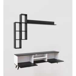 Тумба под ТВ ev_12116103, ЛДСП, белая/черная, 180x35x51 см