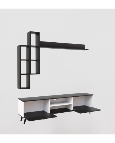 TV üçün tumba ev_12116103, LDSP, ağ/qara, 180x35x51 sm