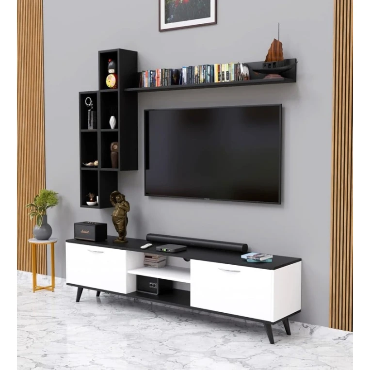 TV üçün tumba ev_12116103, LDSP, ağ/qara, 180x35x51 sm TV üçün tumba ev_12116103, LDSP, ağ/qara, 180x35x51 sm