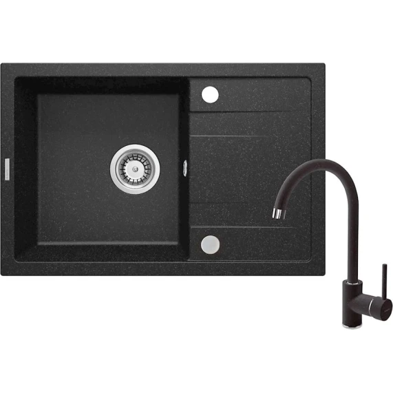 Кухонная мойка Deante Corio ZRCA2113, гранит, черный, 44x67 см