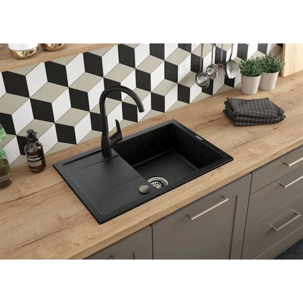 Кухонная мойка Deante Corio ZRCA2113, гранит, черный, 44x67 см